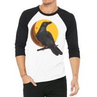 Crow, Bird, Birds, Black, Moon, Animal, Animals 3/4 Sleeve Shirt | Artistshot