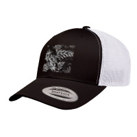 Chinoiserie Tropical Parrot Exotic Bird Floral Monochrome T Shirt Retro Trucker Cap | Artistshot