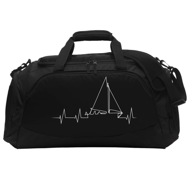 Funny Sailboat Heartbeat Active Duffel | Artistshot