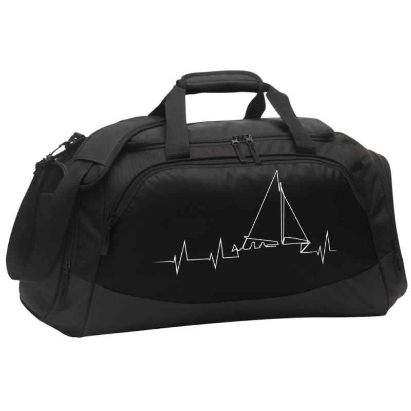 Funny Sailboat Heartbeat Active Duffel | Artistshot