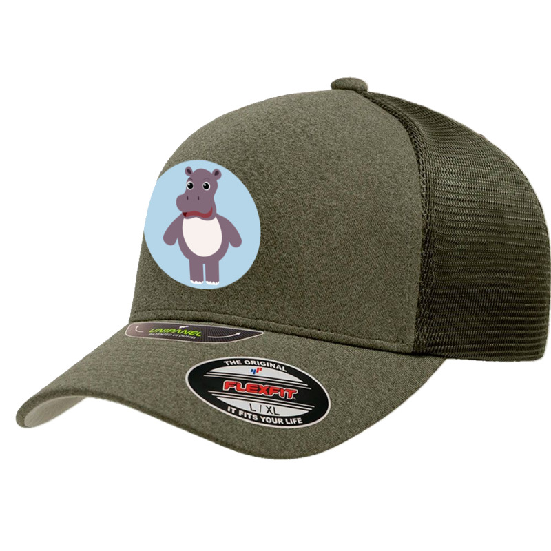 Animal Aset - Hippopotamus Character Unipanel Trucker Mesh Cap by vasu4christ | Artistshot