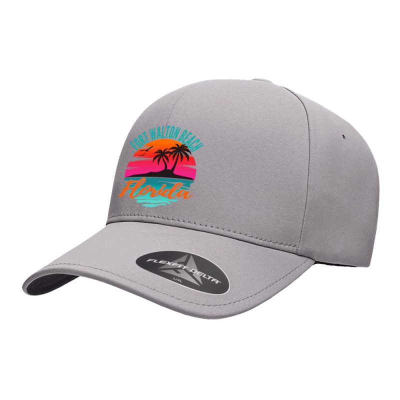 Fort Walton Beach Florida Palm Tree Island Pink Sunset Pullover Hoodie Seamless Cap by cm-arts | Artistshot