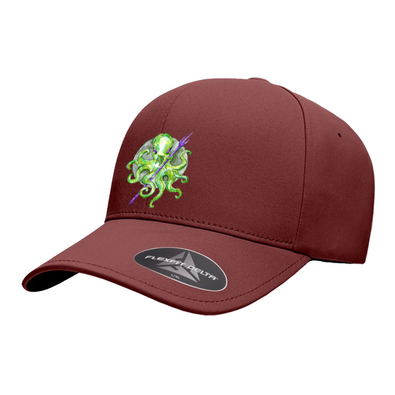 Green Octopus With Purple Trident, Green Octopus With Purple Trident V Seamless Cap | Artistshot