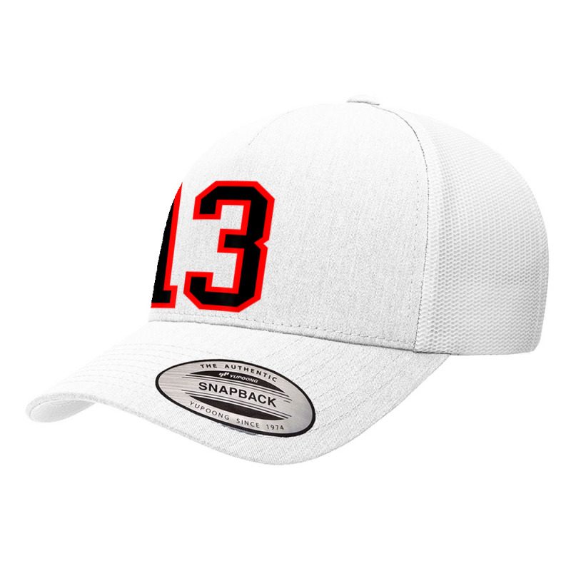 Number #13 Red Black Sports Jersey Birthday Lucky Number 13 Yupoong Trucker Cap by Bewitch | Artistshot