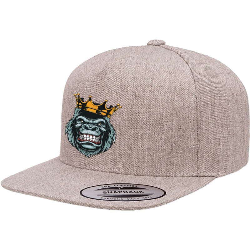 Gorilla King Ferocious Gorilla On With Crown Christmas Gifts 5 Panel Snapback Cap | Artistshot