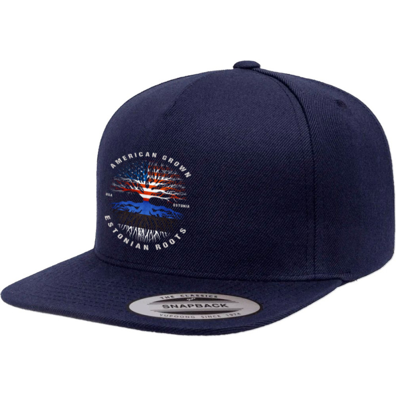 American Grown Estonian Roots Estonia Flag 5 Panel Snapback Cap | Artistshot