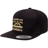 When Life Gives You Locked Doors Call A Locksmith 5 Panel Snapback Cap | Artistshot