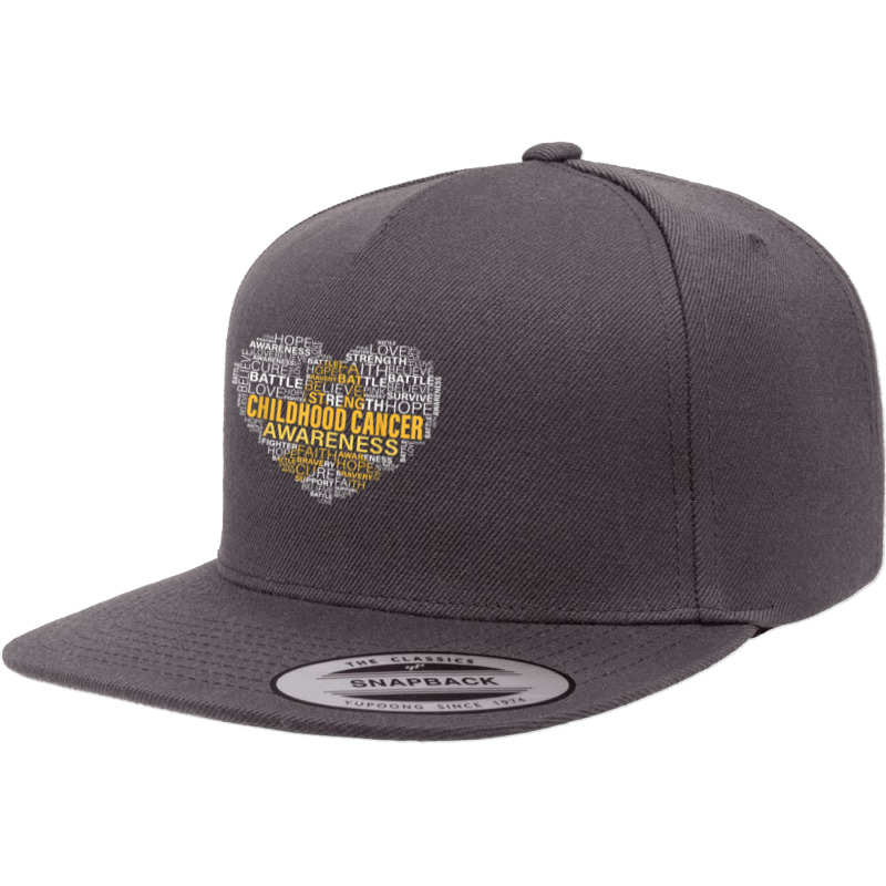 Childhood Cancer Awareness Hope Support Strong Warrior 5 Panel Snapback Cap | Artistshot