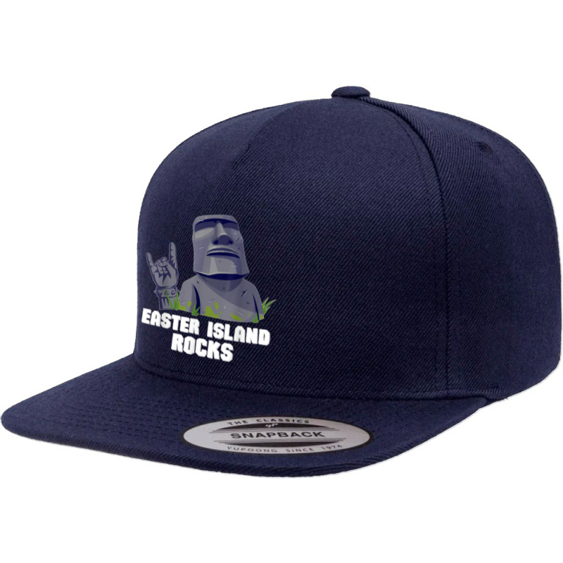 Easter Island Rocks Moai Statue Rapa Nui Rock Music 5 Panel Snapback Cap | Artistshot