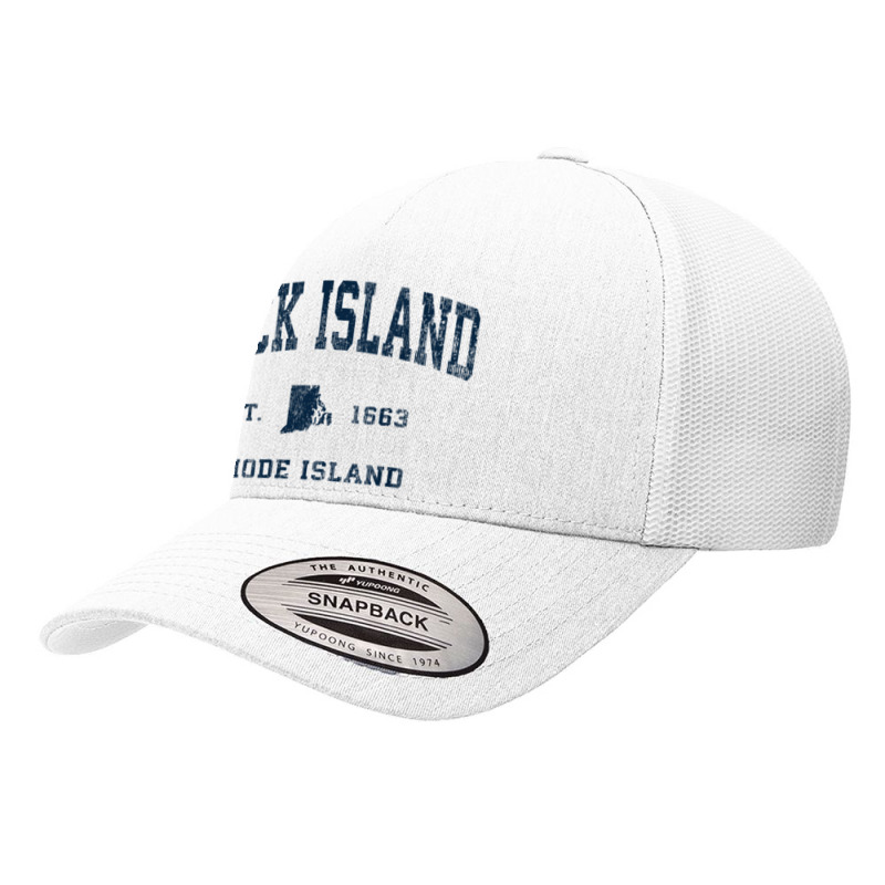 Block Island Rhode Island Ri Vintage Athletic Navy Sports De Yupoong Trucker Cap by Clinical | Artistshot