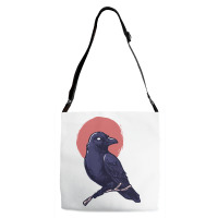 Crow, Bird, Birds, Black, Moon, Animal, Animals Adjustable Strap Totes | Artistshot