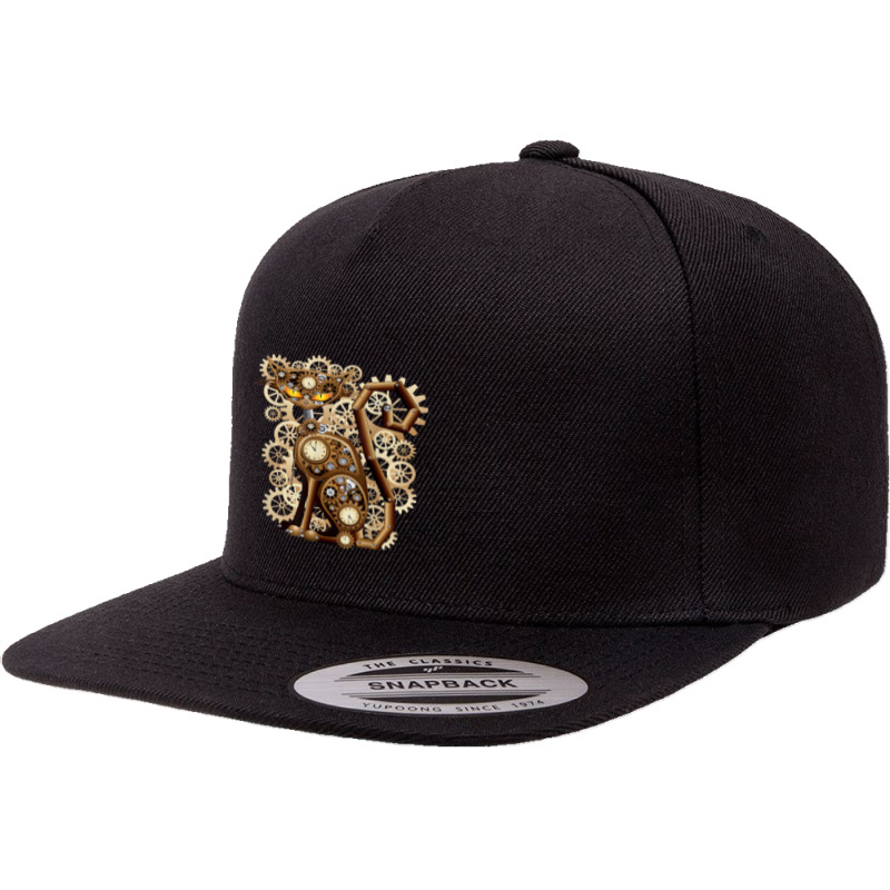 Steampunk Vintage Clockwork Cat T-shirt 5 panel snapback cap by cm-arts | Artistshot