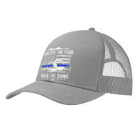 Salute The Flag Back The Badge Policemen Gift Police Themed Pa Trucker Cap | Artistshot