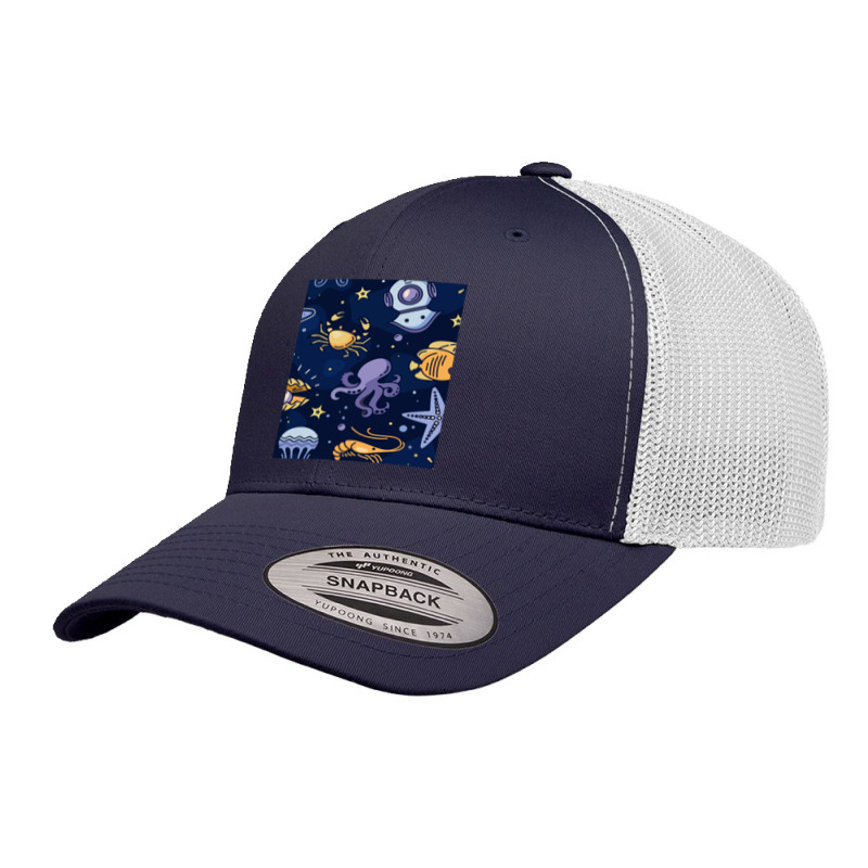 Marine Seamless Pattern Thin Line Memphis Style 1 Retro Trucker Cap | Artistshot