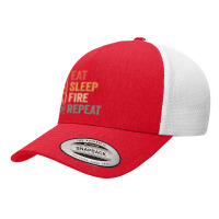 Fire T  Shirt Funny Eat Sleep Fire Repeat Retro Vintage Gift T  Shirt Yupoong Trucker Cap | Artistshot