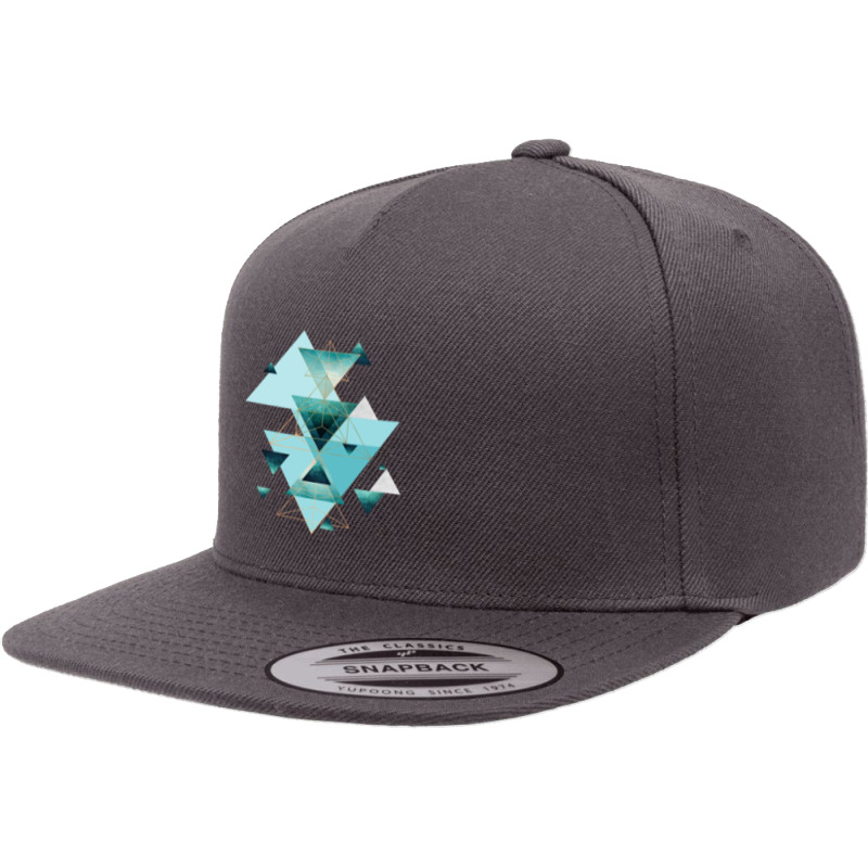 Geometric Triangle Compilation In Teal.png 5 Panel Snapback Cap | Artistshot