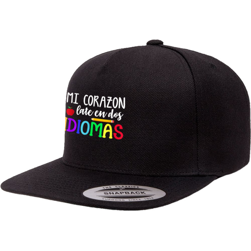 Mi Corazon Late En Dos Idiomas Bilingual T Shirt 5 panel snapback cap by cm-arts | Artistshot