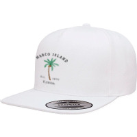 Womens Marco Island Florida Colorful Palm Tree Retro Novelty Art V Nec 5 Panel Snapback Cap | Artistshot