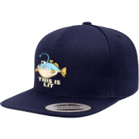 This Is Lit Angler Fish Monster Fishing Fisherman Anglerfish 5 Panel Snapback Cap | Artistshot