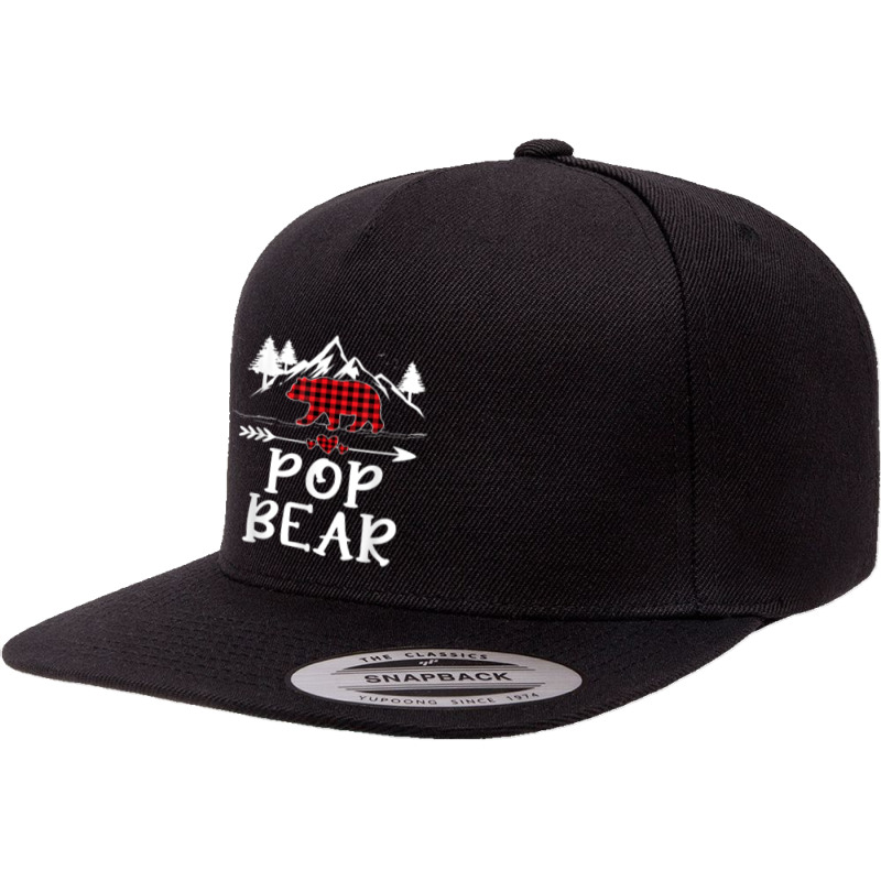 Mens Pop Bear Christmas Pajama Red Plaid Buffalo Matching 5 Panel Snapback Cap | Artistshot