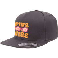 Kids Five Is A Vibe Groovy 5th Birthday Theme Fifth Bday Flower 5 Panel Snapback Cap | Artistshot