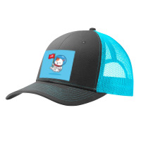 Funny Happy Flying Cute Cat With A White Space Suit Rising A Red Skele Pa Trucker Cap | Artistshot