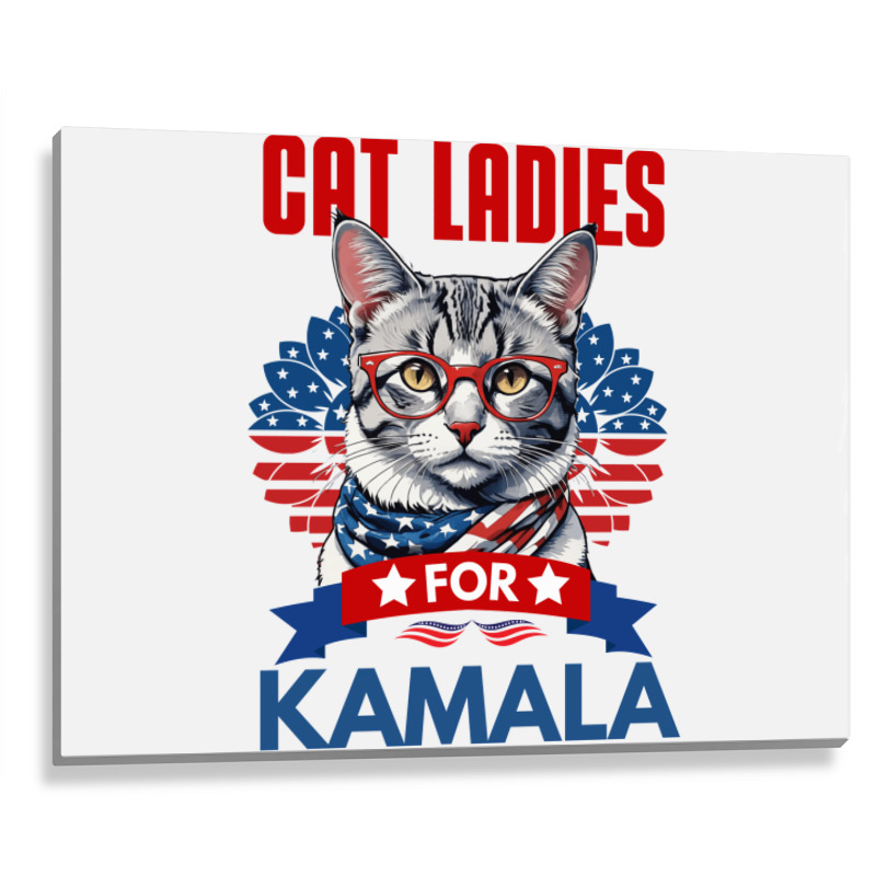 Cat Ladies For Kamala 2024 Metal Print Horizontal | Artistshot