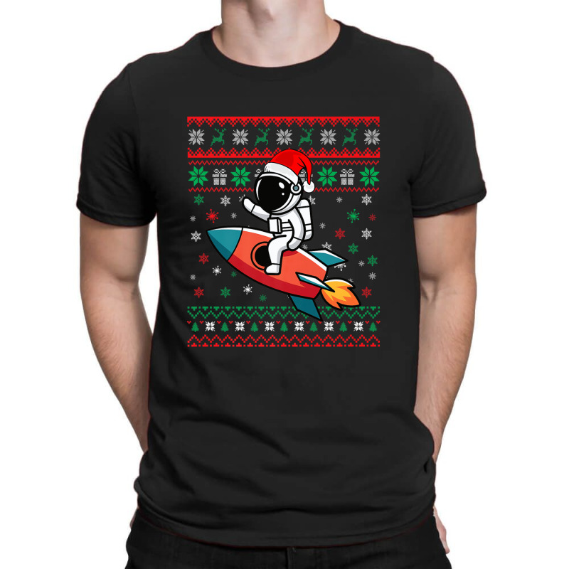 Astronaut Ugly Christmas Riding Rocket T-shirt | Artistshot