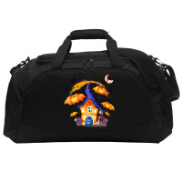 Whimsical Pumpkin House With Witch Active Duffel | Artistshot