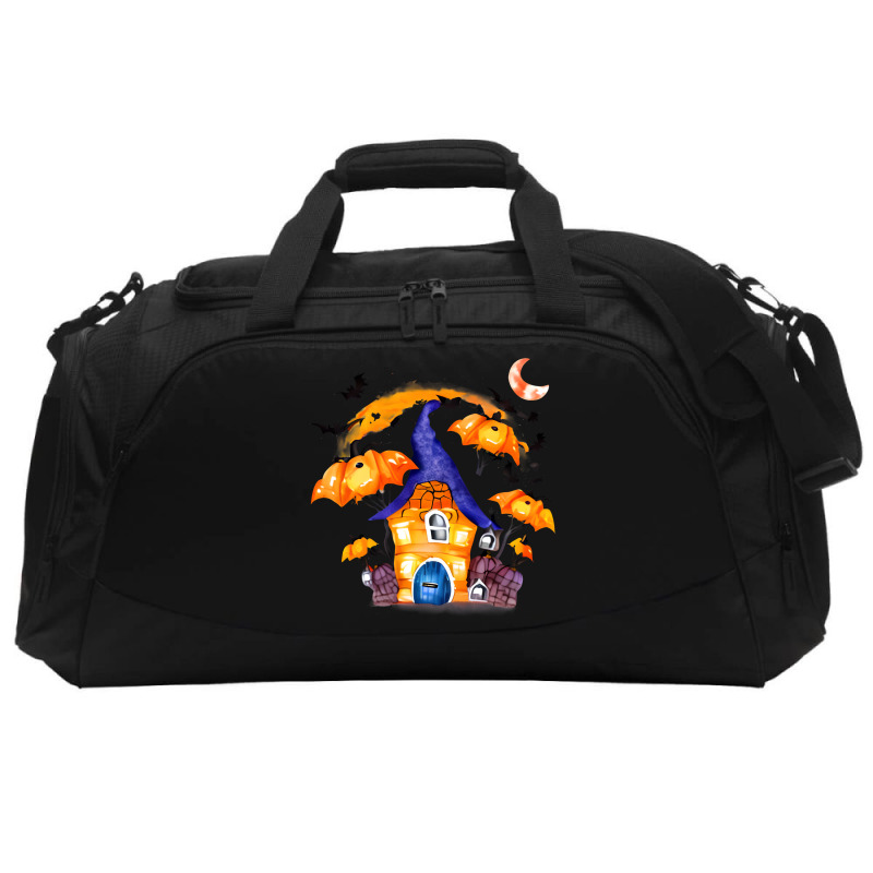 Whimsical Pumpkin House With Witch Active Duffel | Artistshot