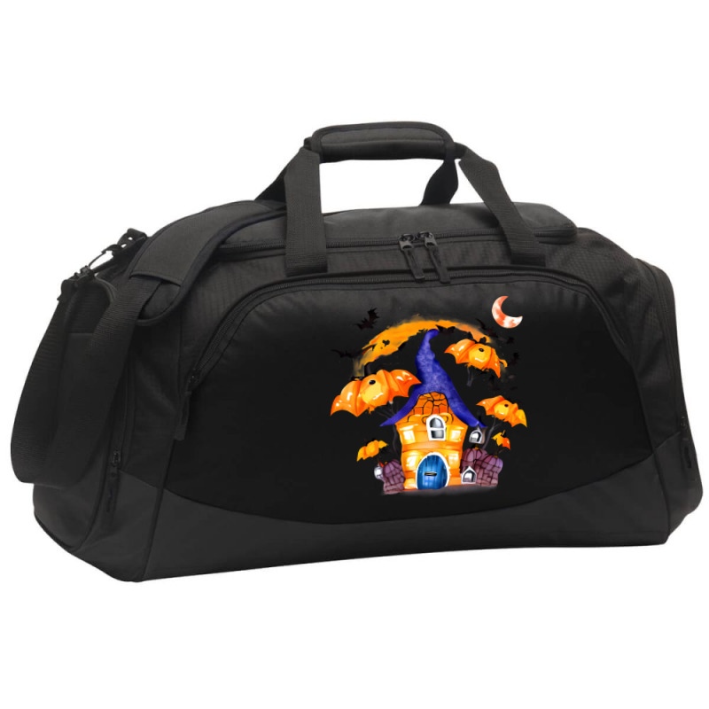 Whimsical Pumpkin House With Witch Active Duffel | Artistshot