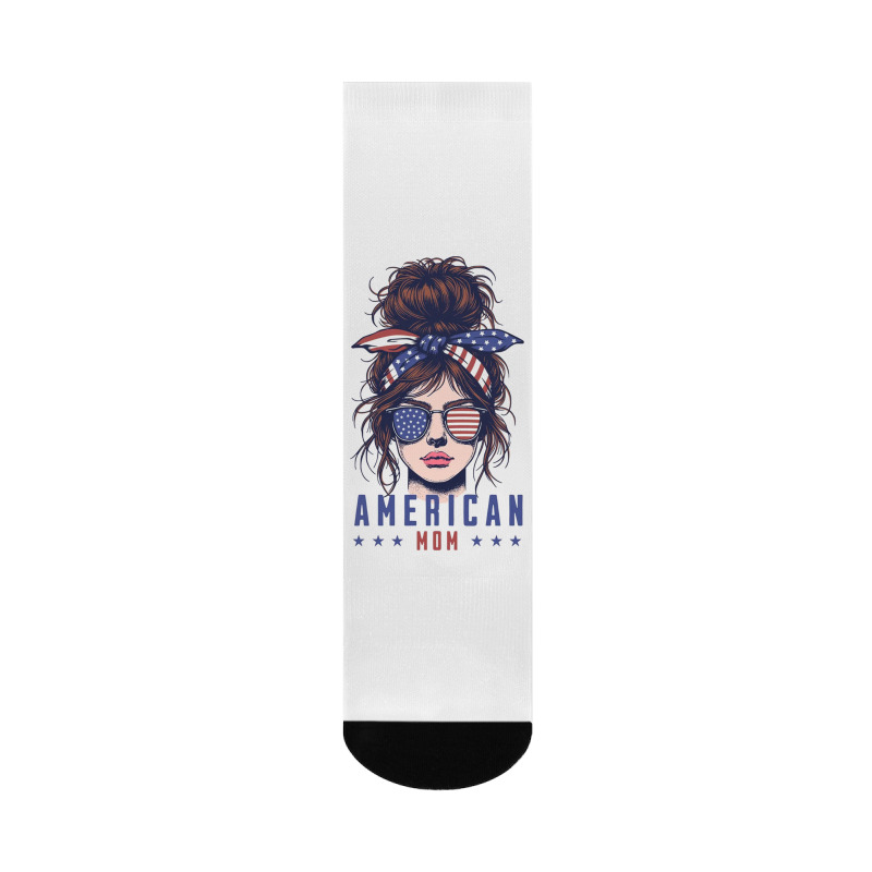 Messy Bun Hair American Flag Crew Socks | Artistshot