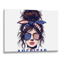 Messy Bun Hair American Flag Metal Print Horizontal | Artistshot