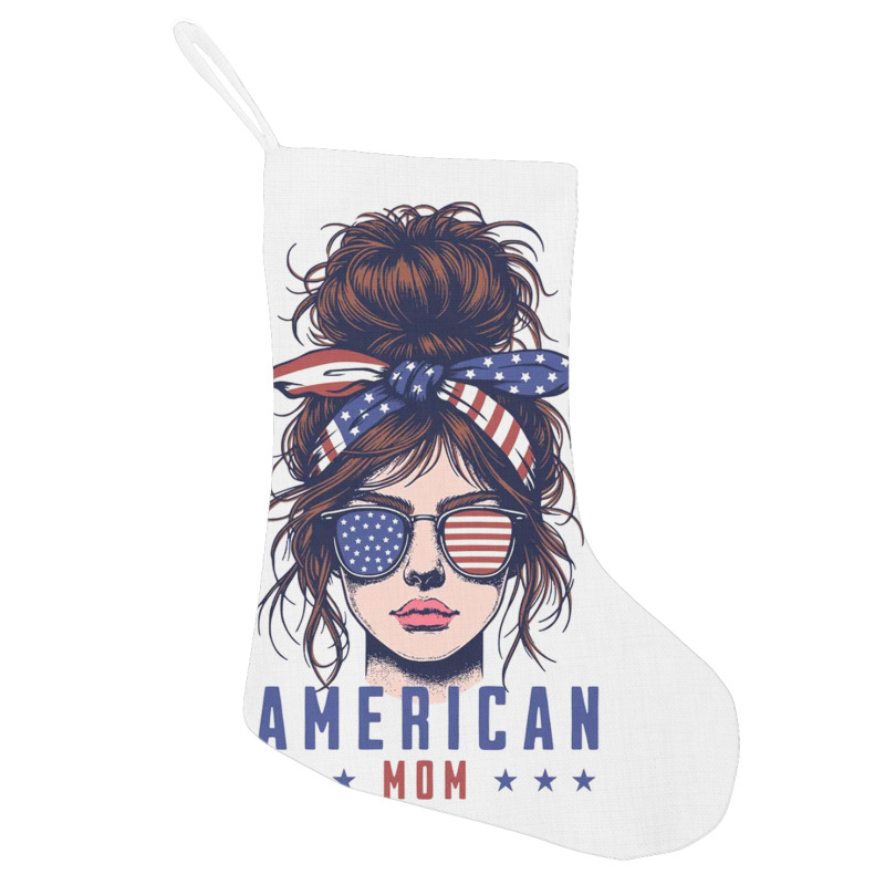 Messy Bun Hair American Flag Holiday Stocking | Artistshot