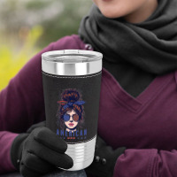 Messy Bun Hair American Flag Leatherette Tumbler | Artistshot