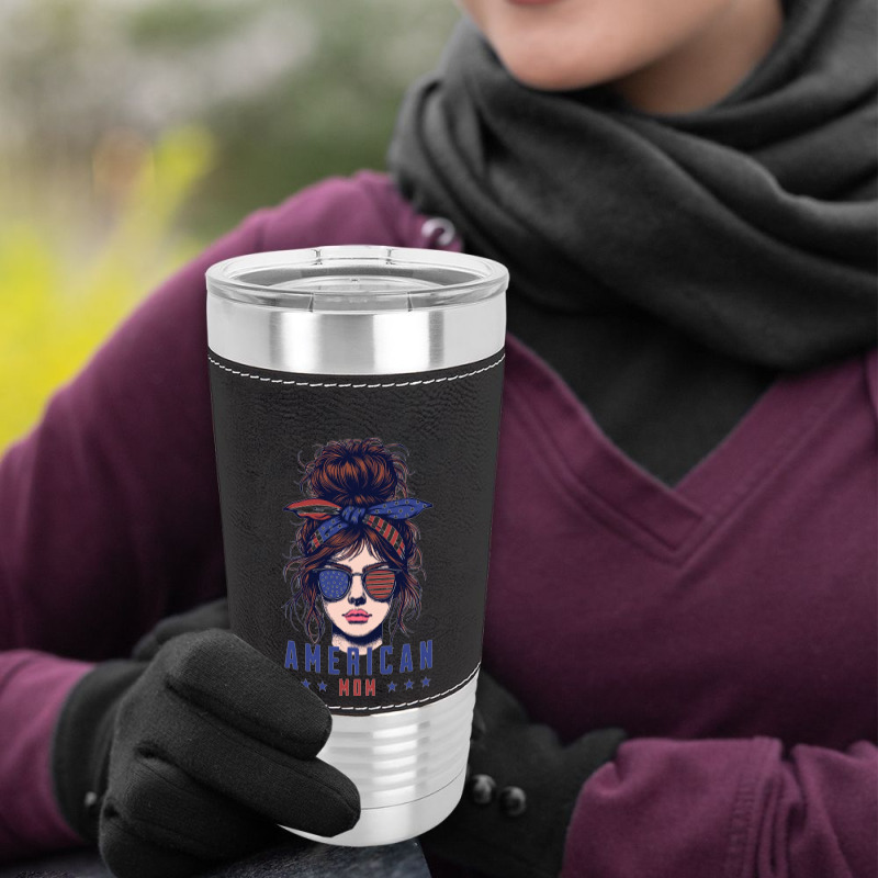 Messy Bun Hair American Flag Leatherette Tumbler | Artistshot