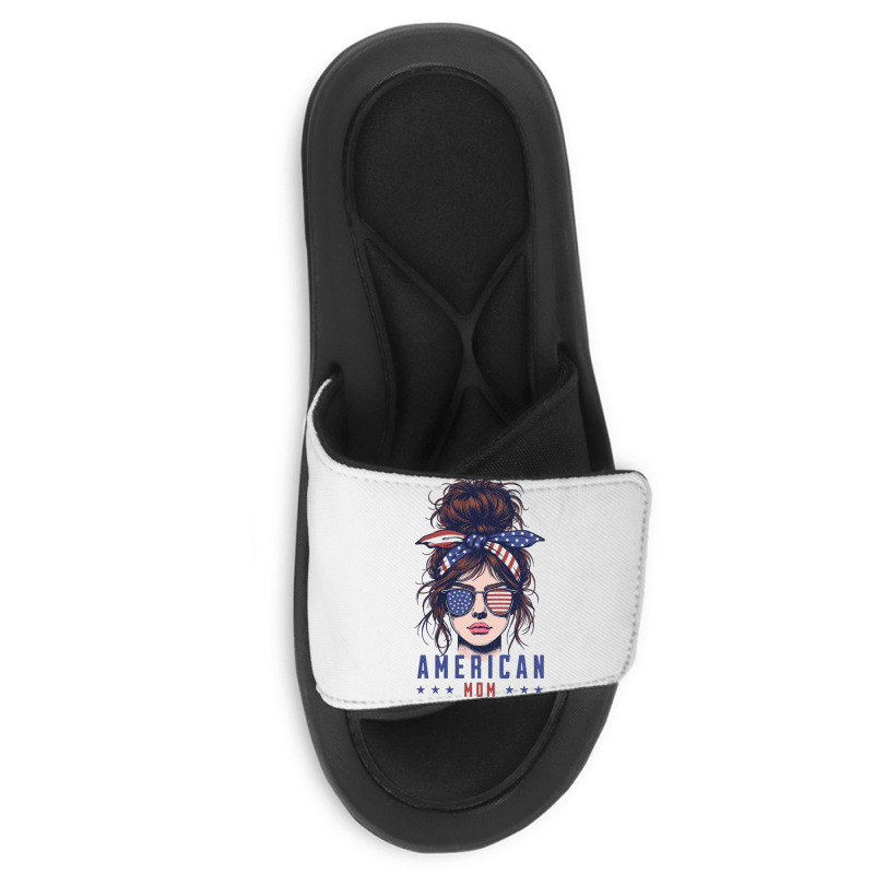 Messy Bun Hair American Flag Slide Sandal | Artistshot