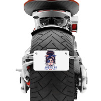 Messy Bun Hair American Flag Motorcycle License Plate | Artistshot