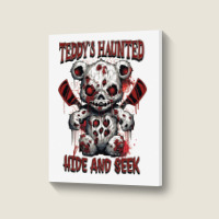 Scary Haunted Teddy Halloween Portrait Canvas Print | Artistshot