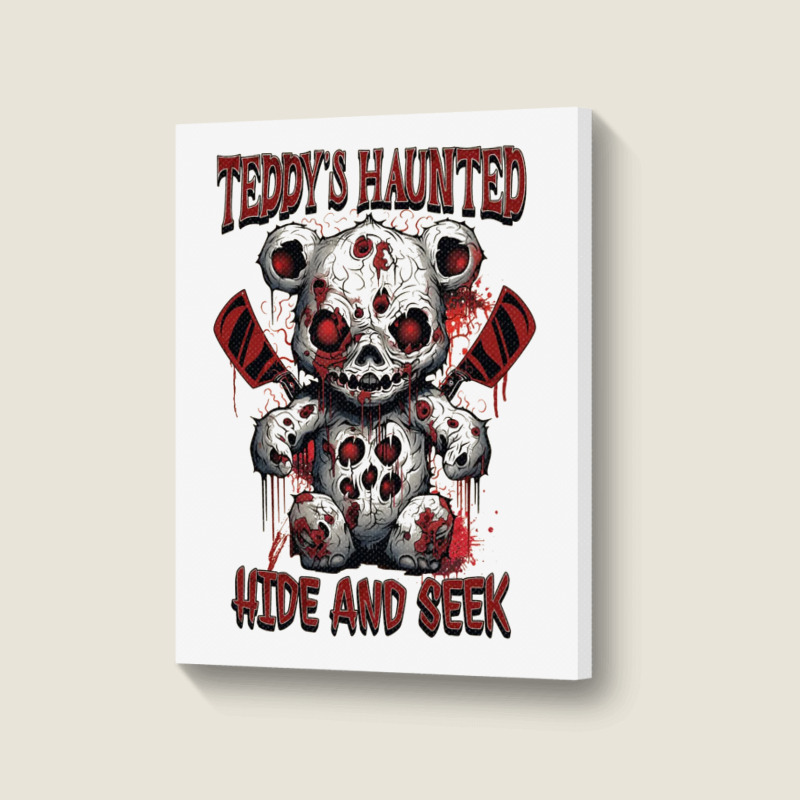 Scary Haunted Teddy Halloween Portrait Canvas Print | Artistshot