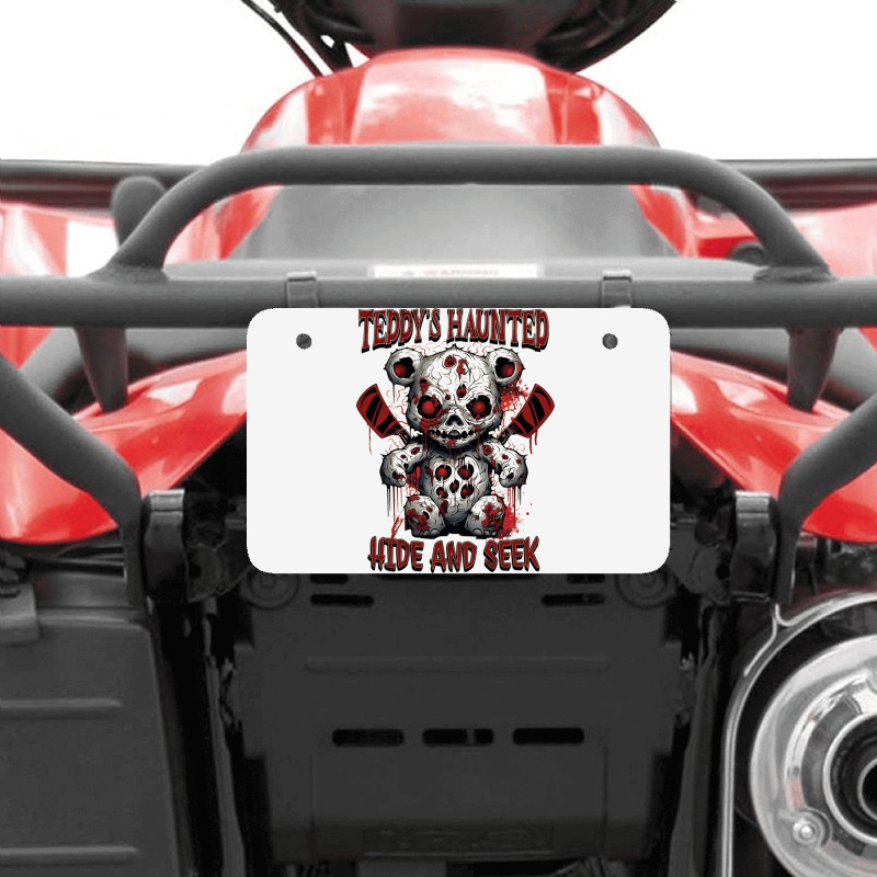 Scary Haunted Teddy Halloween Atv License Plate | Artistshot