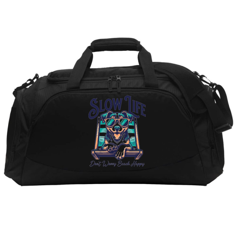 Slow Life - Dog Beach Graphic Active Duffel | Artistshot