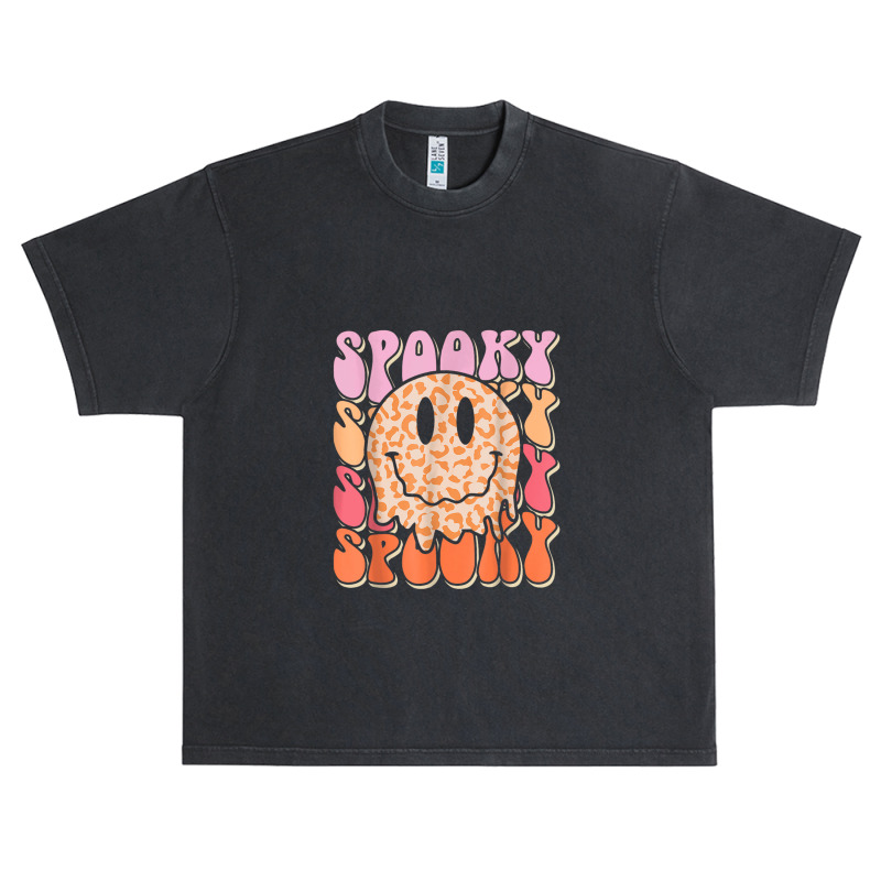 Groovy Halloween Spooky Leopard Smile Face Checker Urban Heavy T-shirt | Artistshot