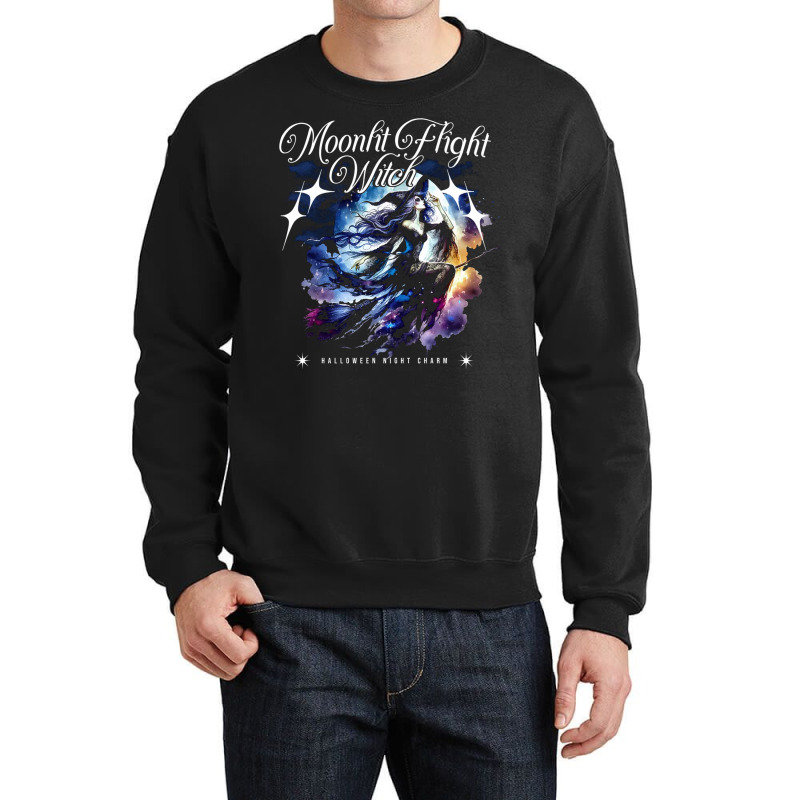 Moonlit Flight Witch Crewneck Sweatshirt | Artistshot