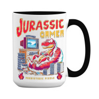 T Rex Playing Retro Games 15 Oz Coffee Mug | Artistshot