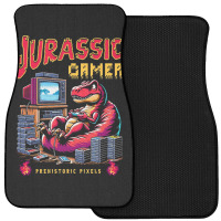 T Rex Playing Retro Games Front Car Mat | Artistshot