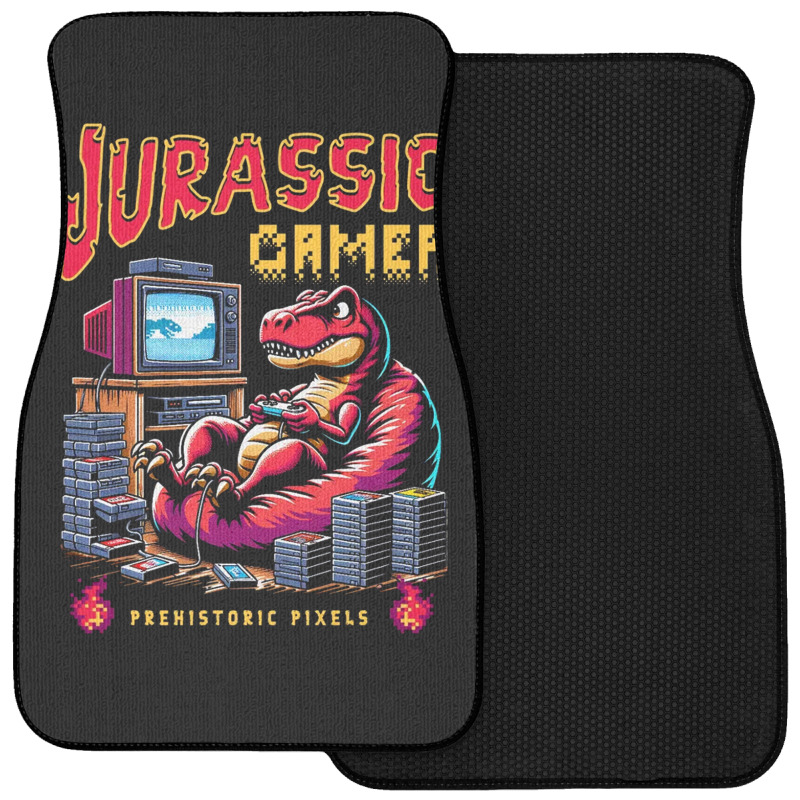 T Rex Playing Retro Games Front Car Mat | Artistshot