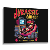 T Rex Playing Retro Games Metal Print Horizontal | Artistshot