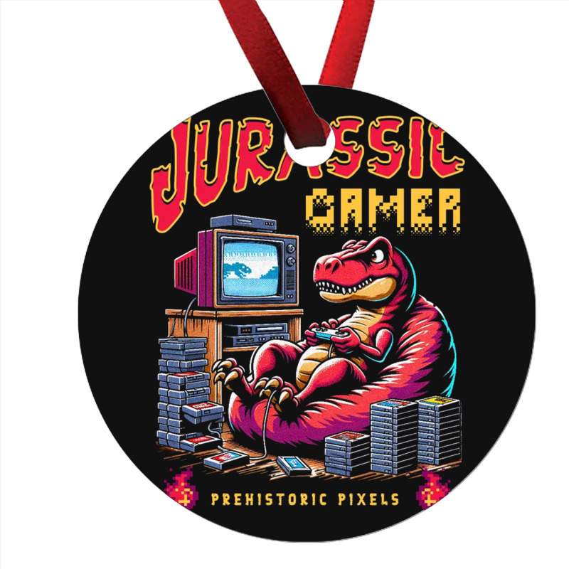 T Rex Playing Retro Games Ornament | Artistshot