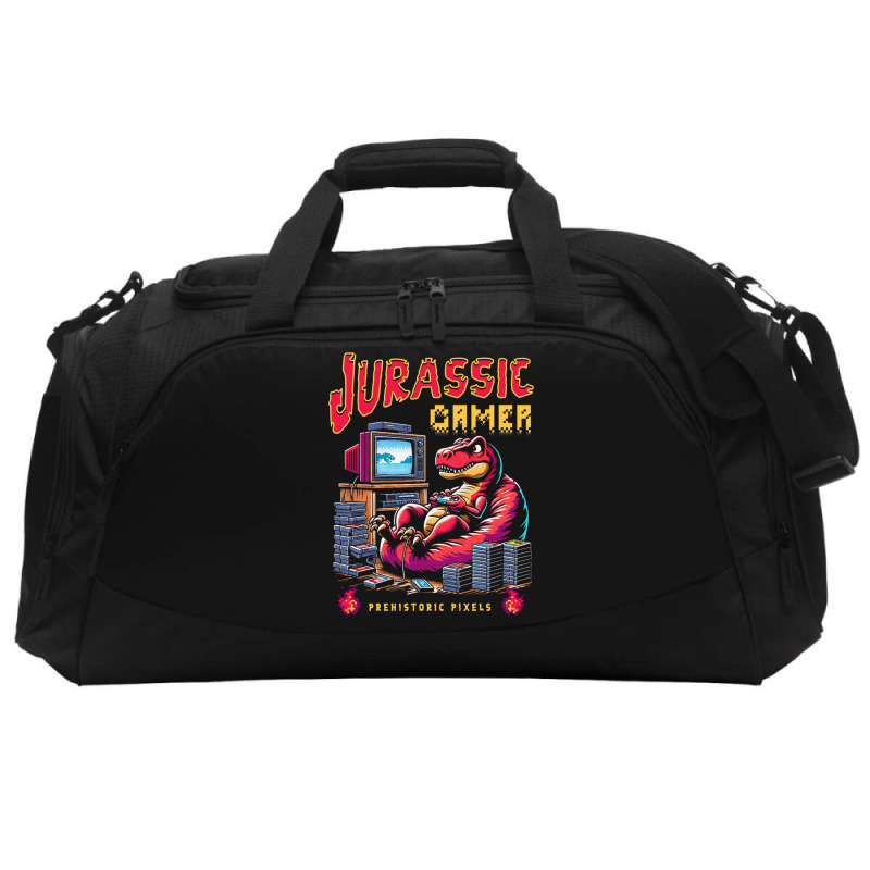 T Rex Playing Retro Games Active Duffel | Artistshot